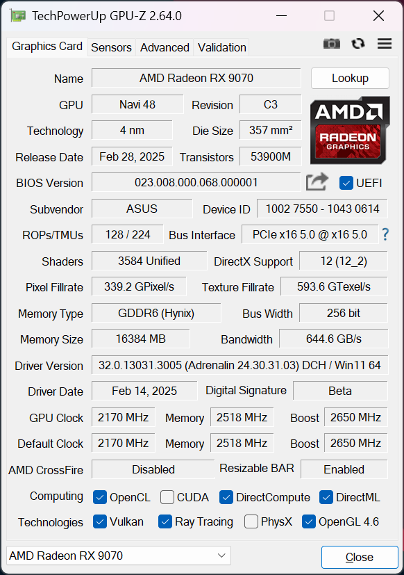 Огляд та тестування відеокарти ASUS TUF Gaming Radeon RX 9070 OC Edition. «Червона» відповідь